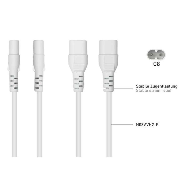 Kabelmeister SK0870-W002 power cable White 0.2 m C8 coupler IEC C7