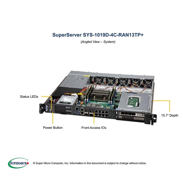Supermicro SYS-1019D-4C-RAN13TP serveur Rack (1 U) Intel Xeon D D-2123IT DDR4-SDRAM 800 W