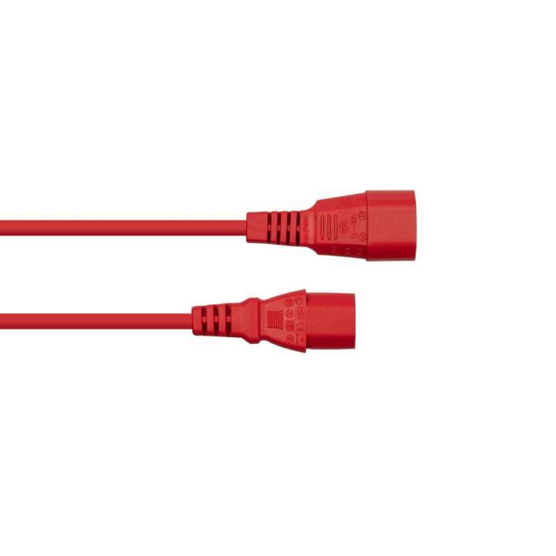 kabelmeister Kaltgeräteverlängerung C14 an C13 rot 3m