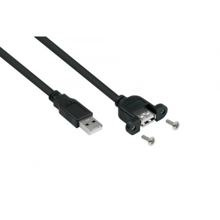 kabelmeister USB2.0 Verlängerung A-St.-Einbaub.A schw. 0,5m