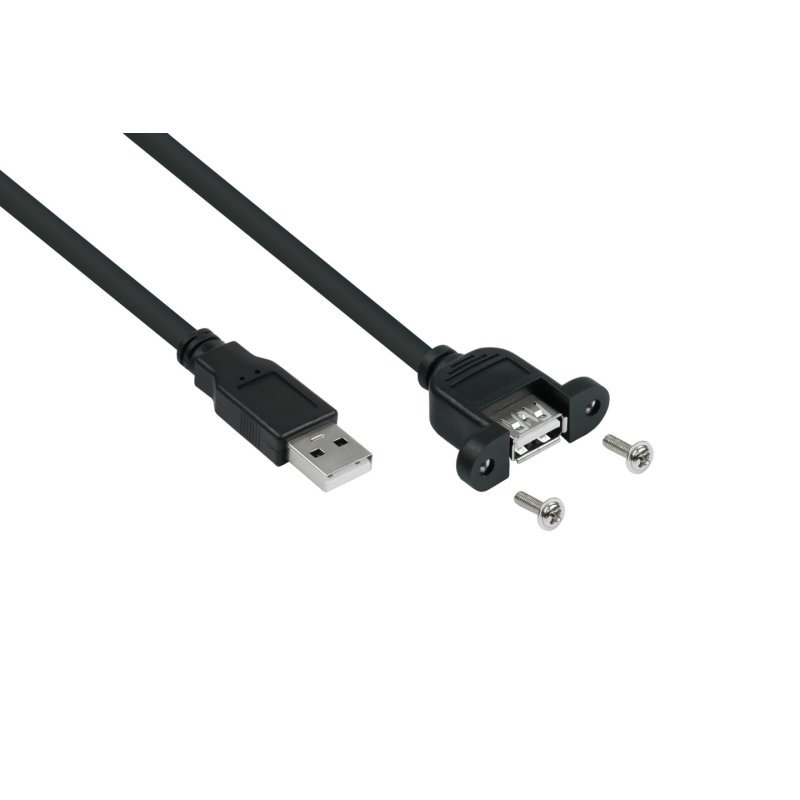 Alcasa UK20P-AEA-020S câble USB USB 2.0 2 m USB A 0,48 Gbit/s Noir