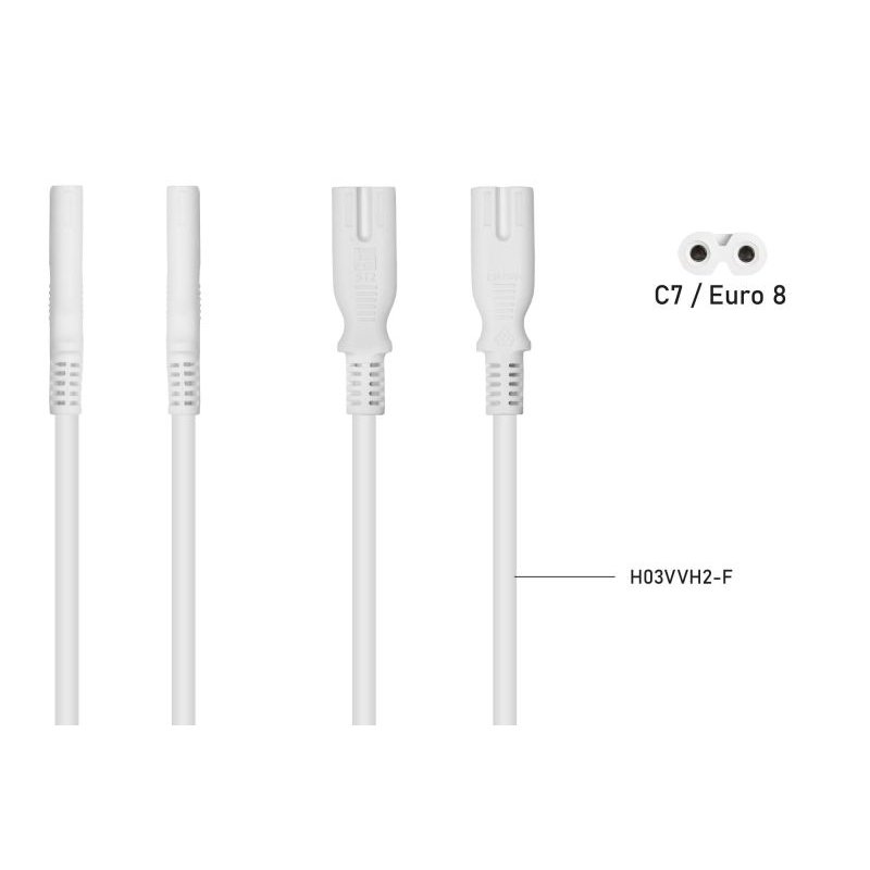 Kabelmeister SK0877-W003 câble électrique Blanc 0,3 m Coupleur C8 2 x C7 coupler
