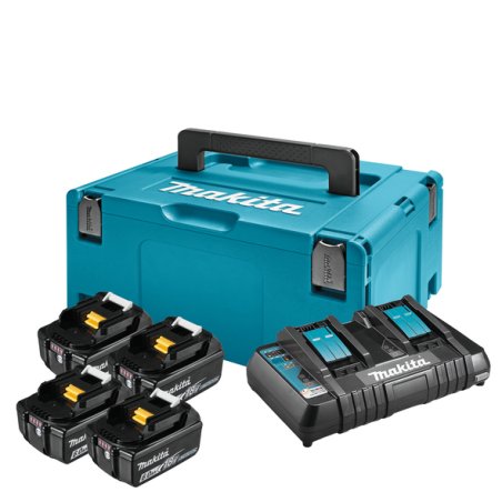 Makita Zubehör - Akku Ladegerät mit Akkus - 4xBL1860B