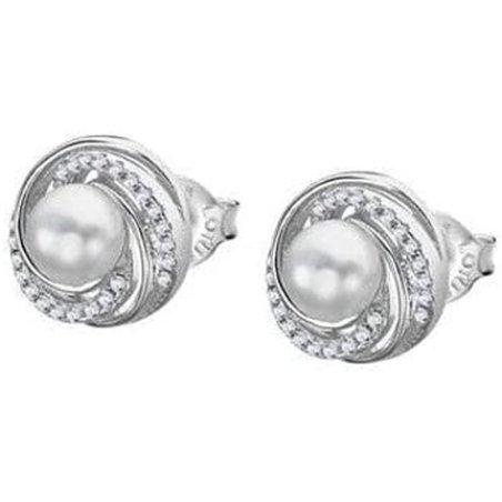 Lotus Silver Lp3095-4/1 Women's Pearls Collection Earrings In Silver