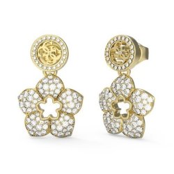 Guess Beautiful Gold Plated Earrings With Shining Winter Flower