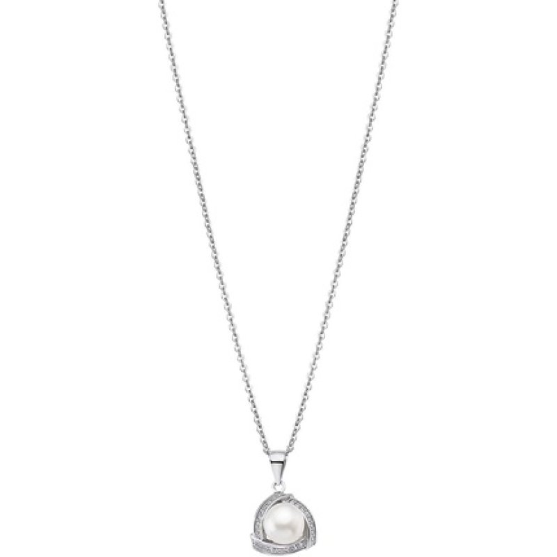 Lotus Silver Ladies Necklace Lp1928-1/1 From The Pearls Collection In Silver