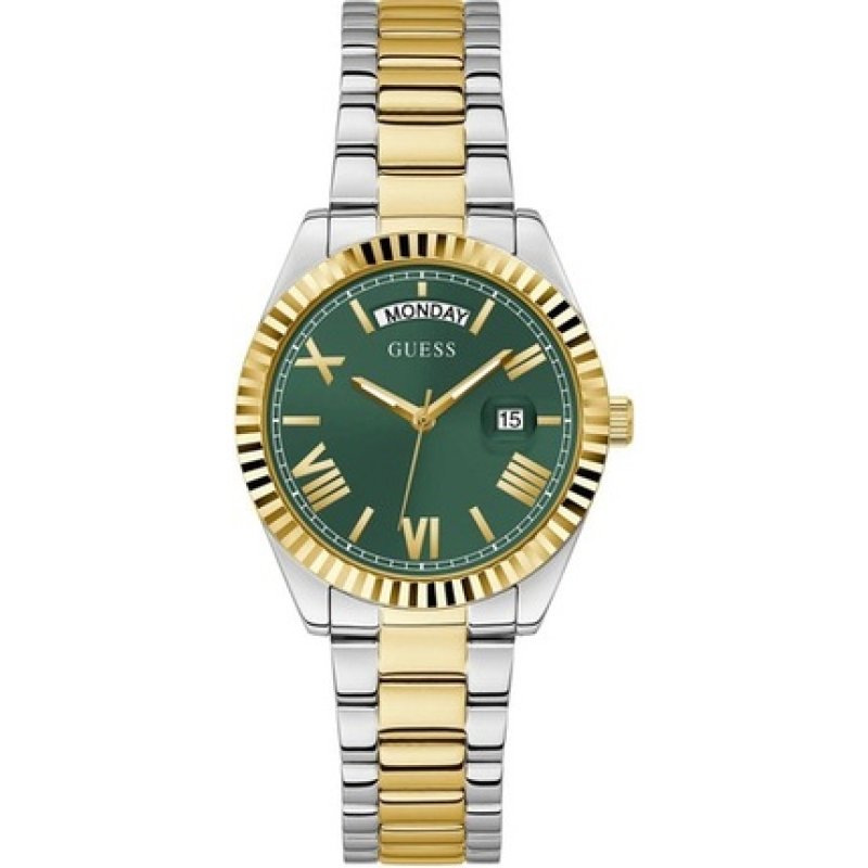 Guess Women's Luna Daydate Watch Silver Gold 36mm Gw0308l5