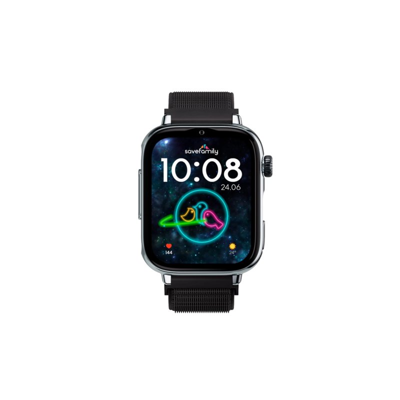 SaveFamily SaveWatch Plus 2 Smartwatch with 4G GPS AMOLED Display - Silver with Black Textile Band