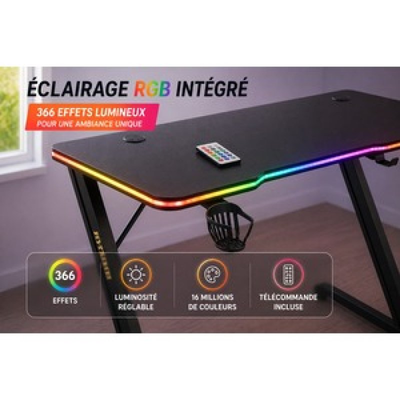 BUREAU GAMING KAMD02RGB CARBONE NOIR