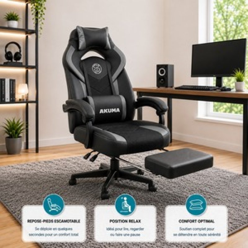 SIEGE GAMING XL KAMI C03 INCLINABLE REPOSE PIEDS MAX 150KG