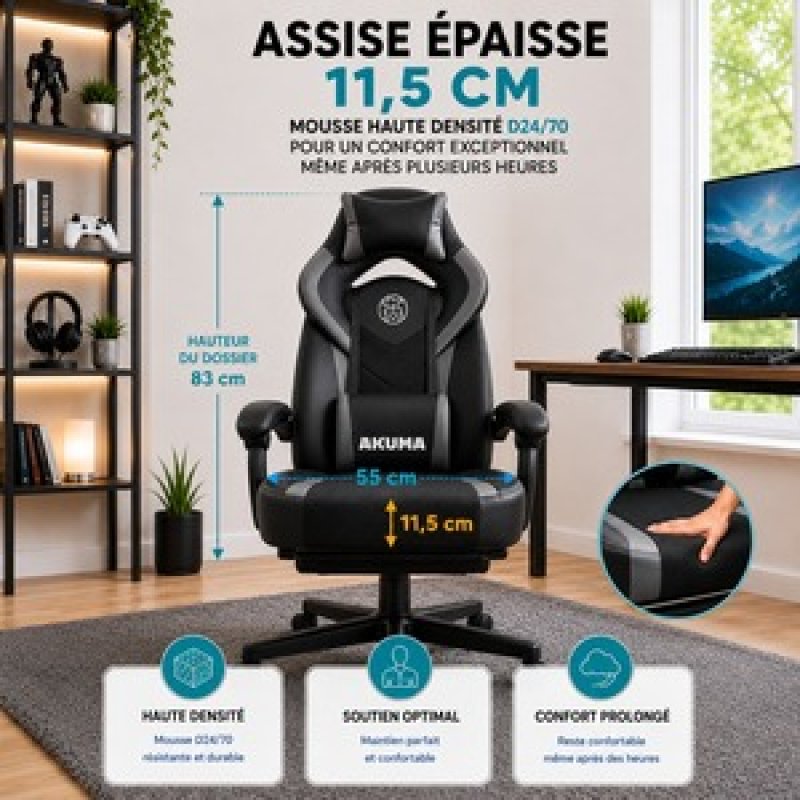 SIEGE GAMING XL KAMI C03 INCLINABLE REPOSE PIEDS MAX 150KG