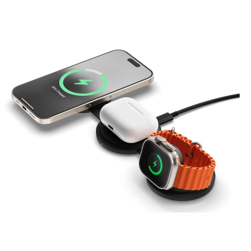 OntheGo Wireless Charger mit QI2, Schwarz, 3 in 1, 15W, ST-QTG31K