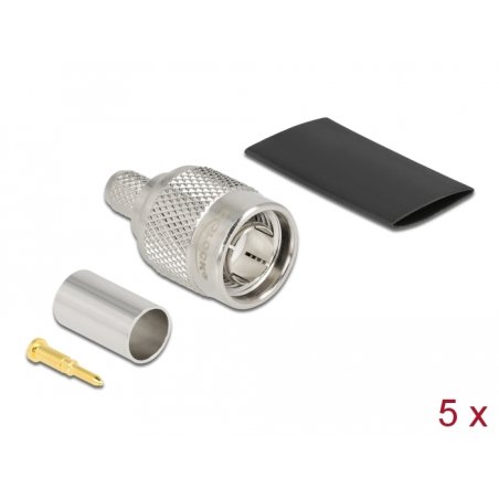 TNC Stecker zum Crimpen RG-59 mit passendem Schrumpfschlauch - 5 Stück