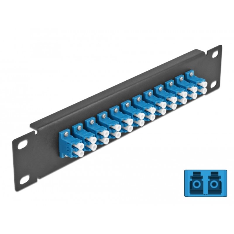 Delock 10? LWL Patchpanel 12 Port LC Duplex blau 1 HE schwarz