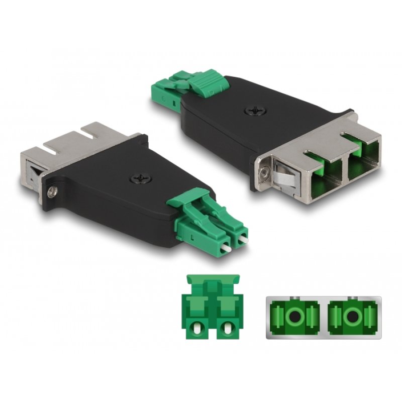 LWL Hybrid Kupplung LC Duplex Stecker zu SC Duplex Buchse grün