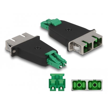 LWL Hybrid Kupplung LC Duplex Stecker zu SC Duplex Buchse grün