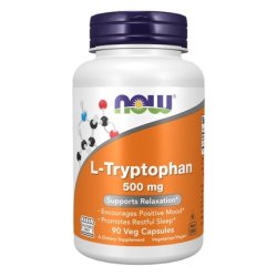 NOW Foods L-Tryptophan 500mg Vegetarian Capsules 90 Count