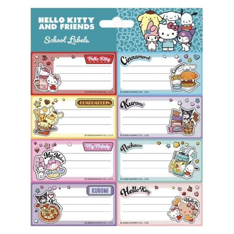 Hello Kitty and Friends School Labels American Diner Version