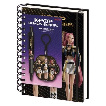 KPop Demon Hunters Notebook with Pen & Charm Golden Display (10)