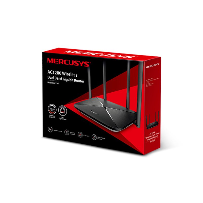 Mercusys AC12G routeur sans fil Gigabit Ethernet Bi-bande (2,4 GHz / 5 GHz) Noir