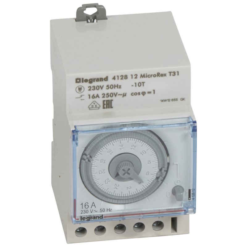 Legrand 412812 MicroRex T31F 230V50Hz analog Tageszeitschaltuhr Syn. o.Gangr.