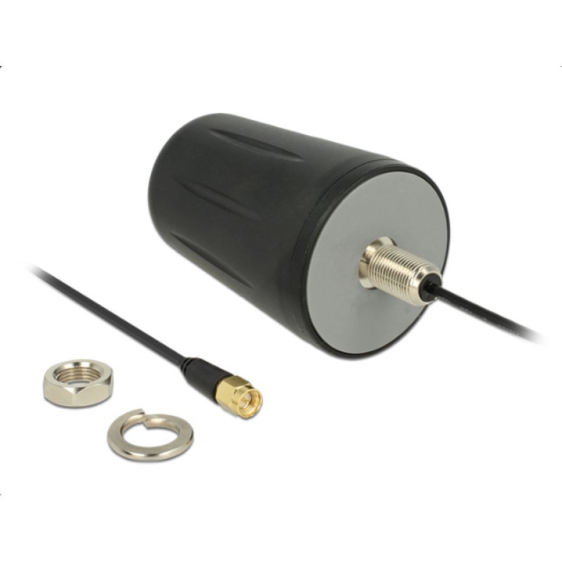 WLAN 802.11 b/g/n Antenne SMA Stecker 2 dBi omnidirektional mit Anschlusskabel (RG-174, 3 m) Dachmontage outdoor schwarz