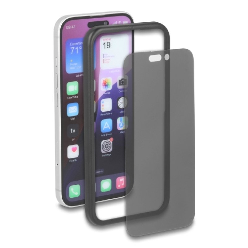 Delock Schutzfolie für iPhone 17 mit Sichtschutz aus gehärtetem Glas Anti Spy 2 Wege Blickschutz mit