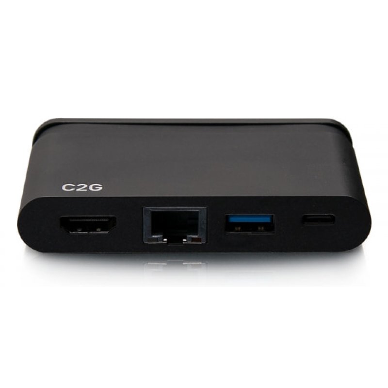 C2G Station d’accueil compacte USB-C 4 en 1 avec HDMI, USB-A, Ethernet et USB-C, alimentation électrique jusqu’à