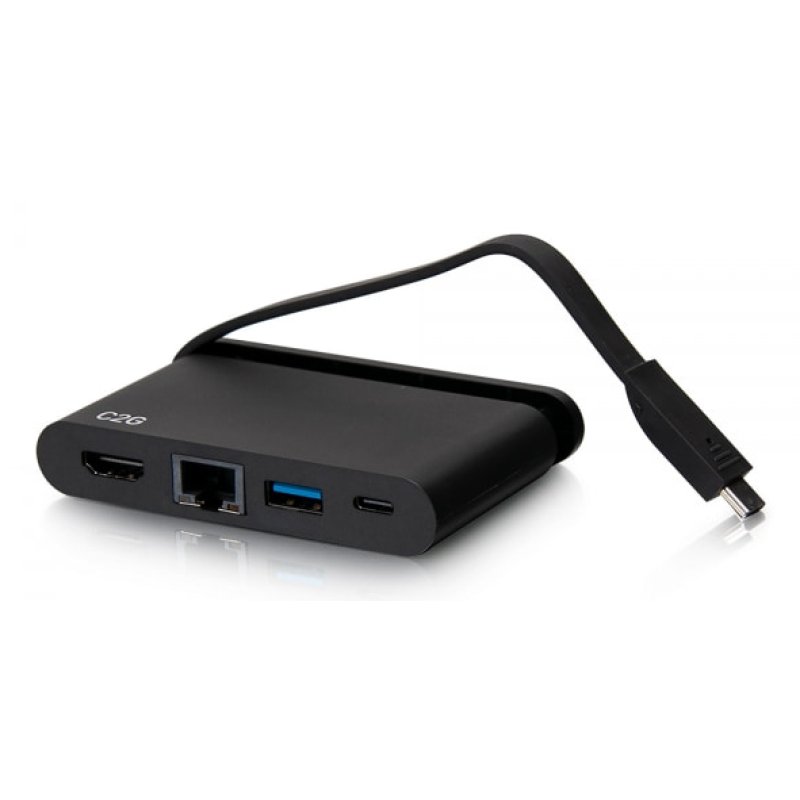 C2G Station d’accueil compacte USB-C 4 en 1 avec HDMI, USB-A, Ethernet et USB-C, alimentation électrique jusqu’à