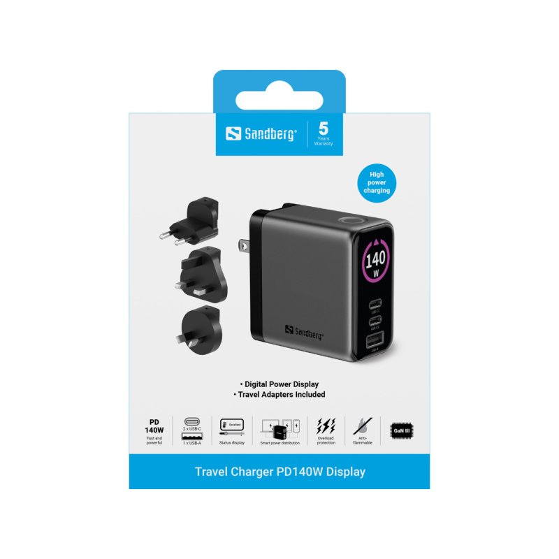 Sandberg 441-72 chargeur d'appareils mobiles Universel Gris Secteur Charge rapide Intérieure