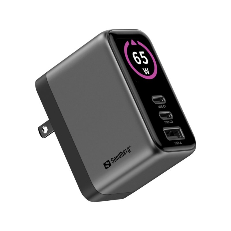 Sandberg Travel Charger PD65W Display