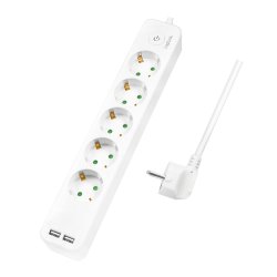 Logilink Steckdosenleiste 5-fach, 1,5m 2xUSB 5V/2,1A max.