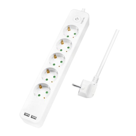 Logilink Steckdosenleiste 5-fach, 1,5m 2xUSB 5V/2,1A max.