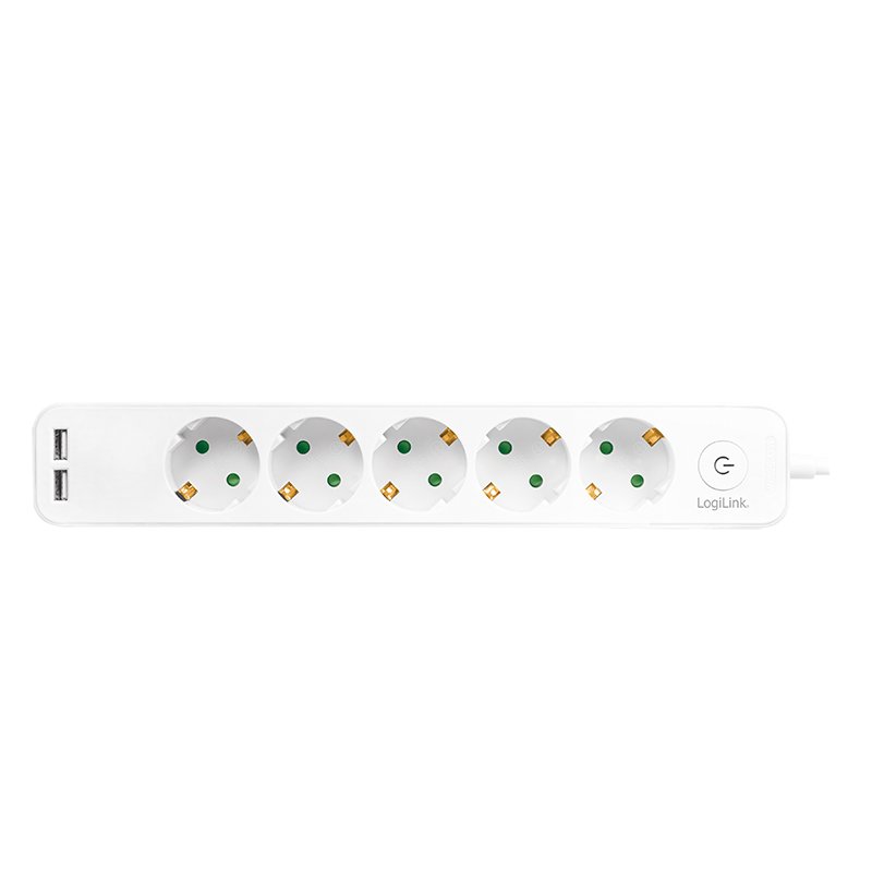 Logilink Steckdosenleiste 5-fach, 1,5m 2xUSB 5V/2,1A max.