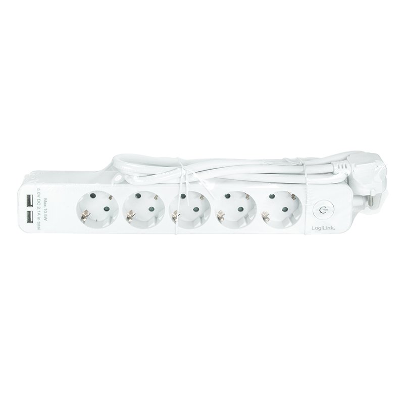 LogiLink LPS249U power extension 1.5 m 5 AC outlet(s) Indoor White