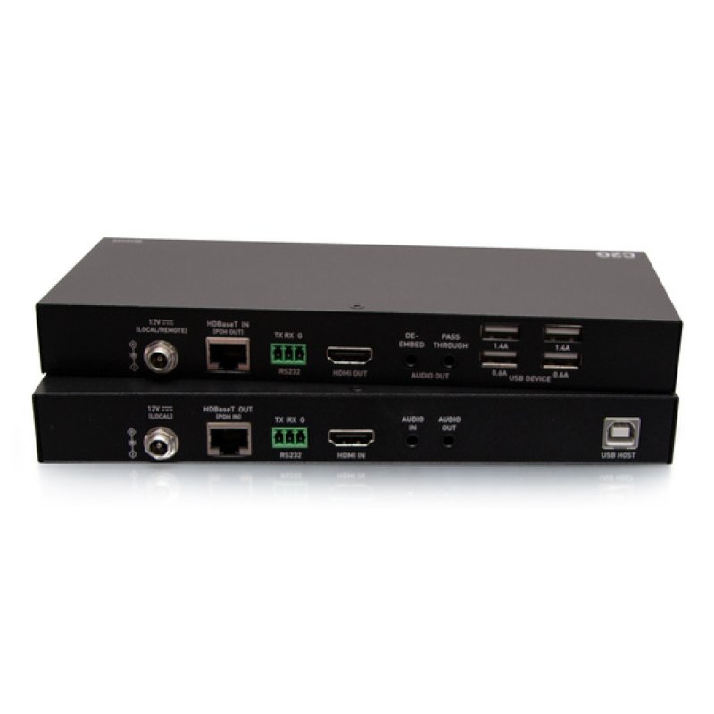 C2G HDMI HDBaseT 3.5mm, USB-B to A, and RS232 over Cat Extender Box Transmitter to Box Receiver - 4K 60Hz