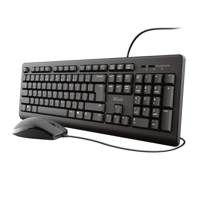 TRUST TKM-250 USB-Tastatur und Maus Set, kabelgebunden, Deutsches QWERTZ-Layout, Flüssigkeitsgeschützt