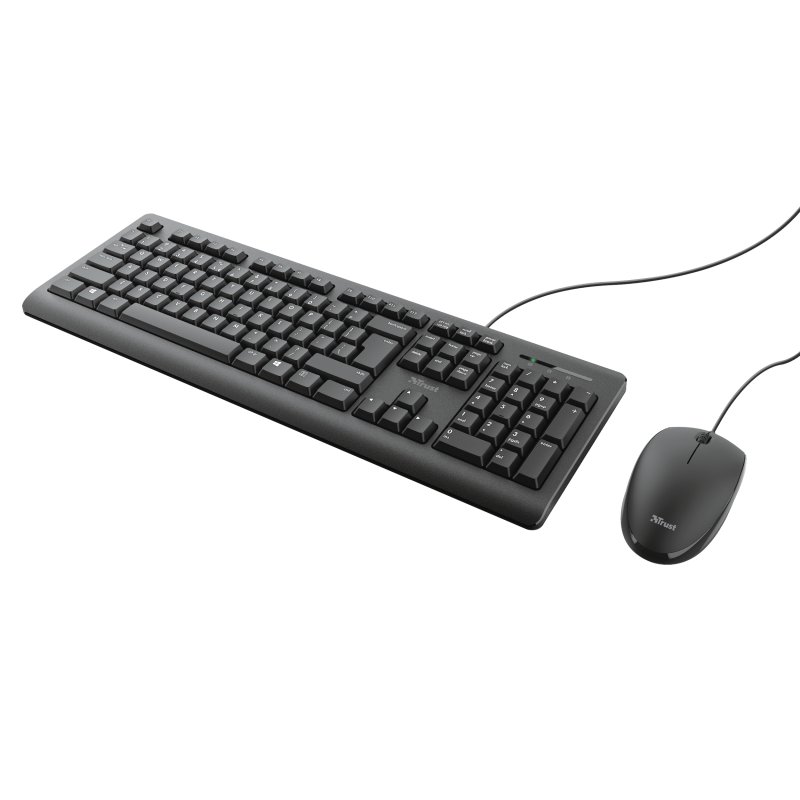 TRUST TKM-250 USB-Tastatur und Maus Set, kabelgebunden, Deutsches QWERTZ-Layout, Flüssigkeitsgeschützt