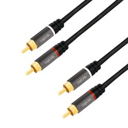 LogiLink CA1204 câble audio 2 m 2 x RCA Noir