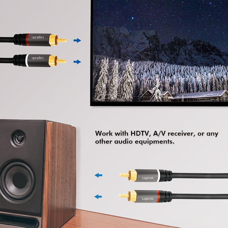 LogiLink CA1206 audio cable 3 m 2 x RCA Black
