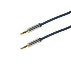 Audio cable, 3.5 mm 3-pin/M to 3.5 mm 3-pin/M, metal, blue, 0.3 m