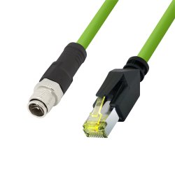 M12 CAT6A Industrial Patch Cable, PUR, M12 X-coded to RJ45, 3,00 m