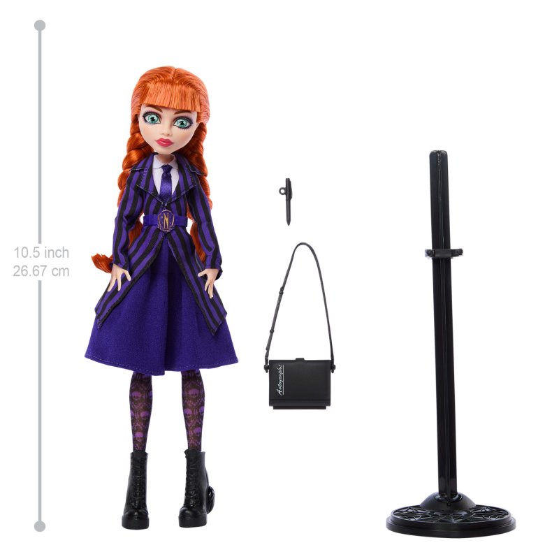 Monster High x Wednesday Collectible Doll, Agnes DeMille with Purple Uniform and Accessories