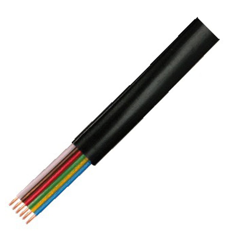 Logilink Telephone cable, flat, 6-wire, CCA, 6x 0.12 mm, black, 100 m