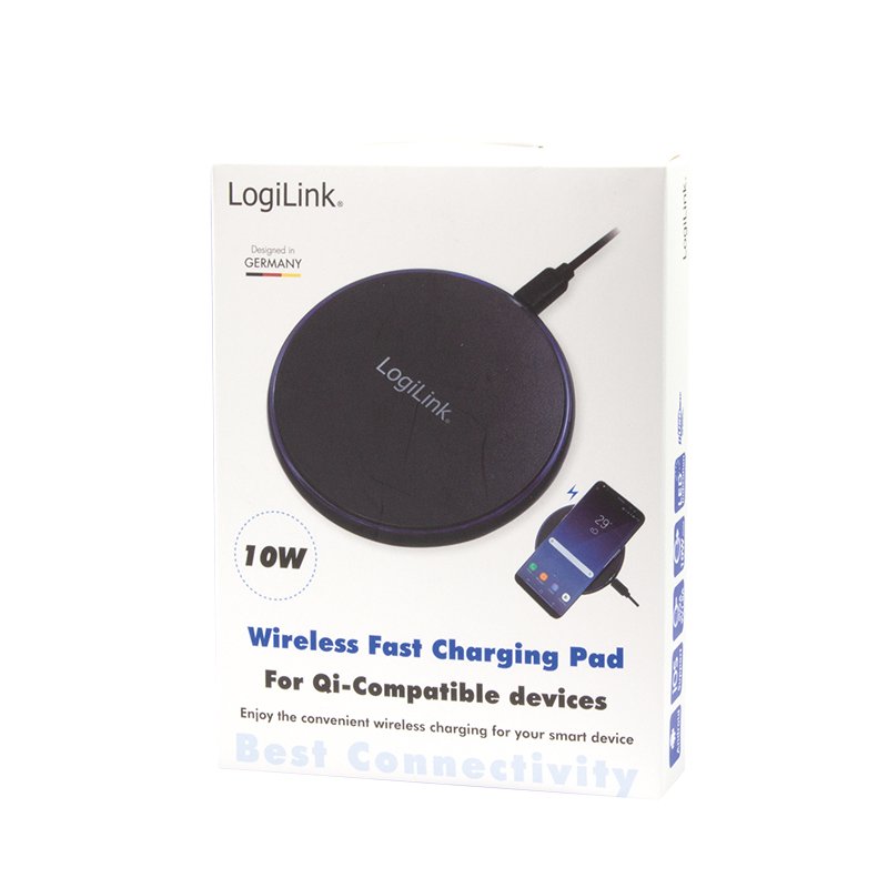 LogiLink PA0178 chargeur d'appareils mobiles Smartphone, Tablette Noir USB Recharge sans fil Charge rapide Intérieure