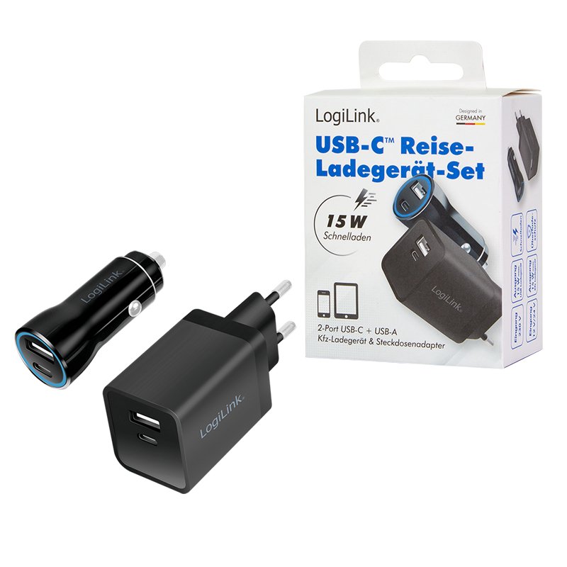 LogiLink PA0300 mobile device charger Universal Black AC, Cigar lighter Fast charging Auto, Indoor