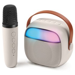 ENCEINTE BLUETOOTH KARAOKE 2 MICROS BEIGE