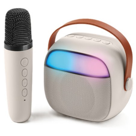ENCEINTE BLUETOOTH KARAOKE 2 MICROS BEIGE