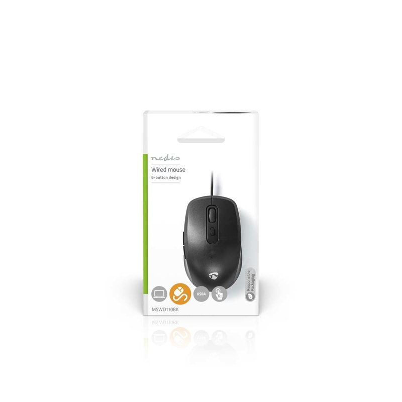 Nedis Mouse Verdrahtet | 1200 / 1800 / 2400 / 3600 dpi | Einstellbar DPI | Anzahl Knöpfe: 6 | Rechtshändig