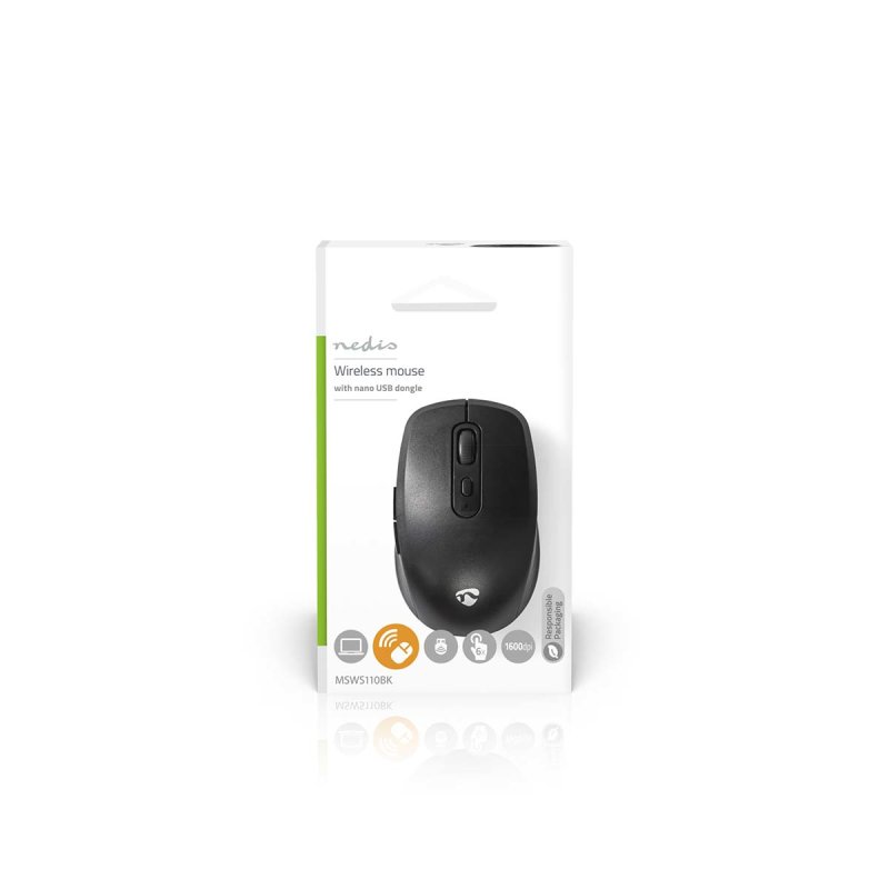 Nedis Mouse Drahtlos | 800 / 1200 / 1600 dpi | Einstellbar DPI | Anzahl Knöpfe: 6 | Rechtshändig